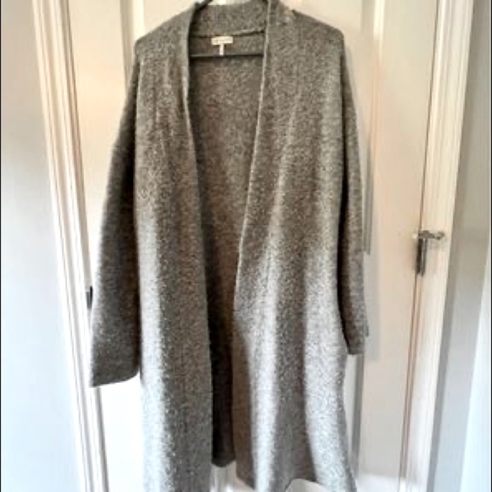 Long grey wool cardigan